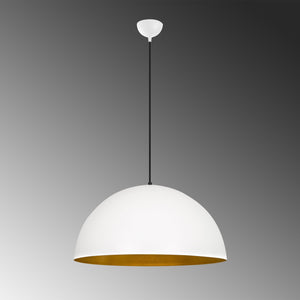 Modern Dome Pendant Light – White & Gold Finish - Karrari