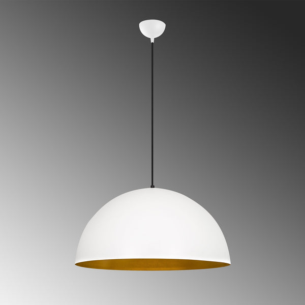 Modern Dome Pendant Light – White & Gold Finish - Karrari