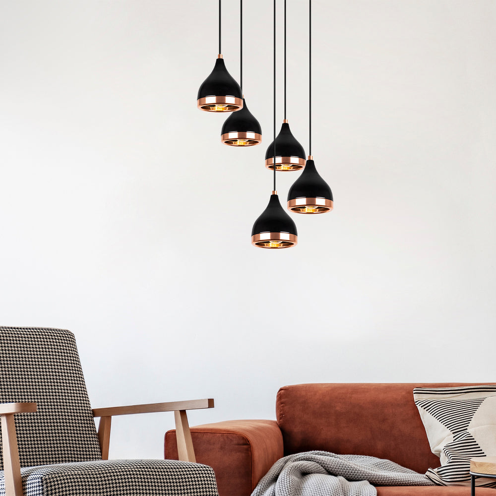 Cluster Pendant Light with 5 Shades – Adjustable - Karrari