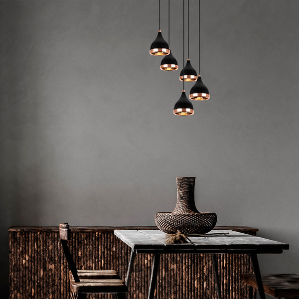 Cluster Pendant Light with 5 Shades – Adjustable - Karrari