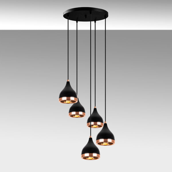 Cluster Pendant Light with 5 Shades – Adjustable - Karrari
