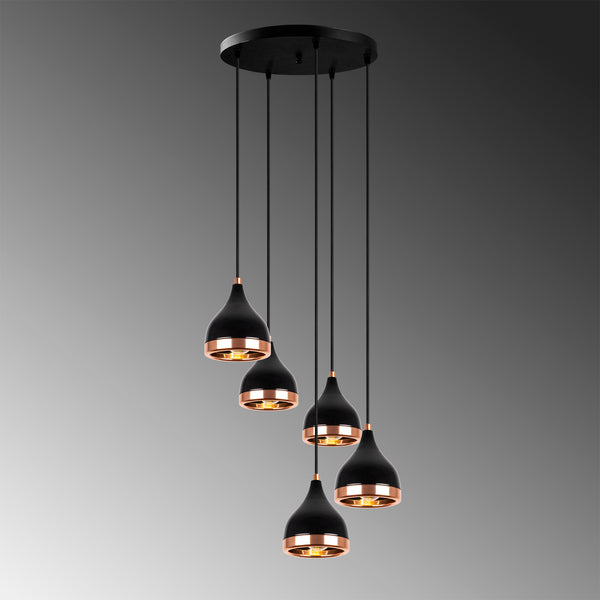 Cluster Pendant Light with 5 Shades – Adjustable - Karrari