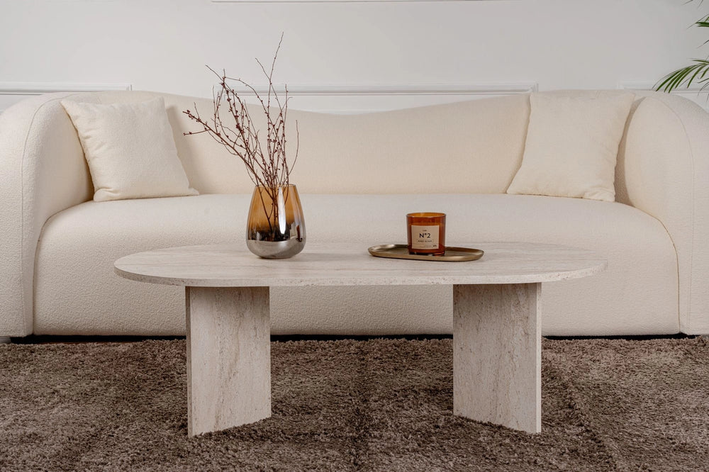 Coffee table Sable Oval Travertine look 120cm - Karrari