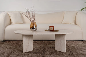 Coffee table Sable Oval Travertine look 120cm - Karrari