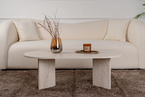 Coffee table Sable Oval Travertine look 120cm - Karrari