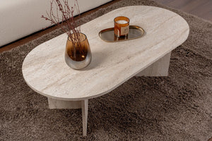 Coffee table Sable Oval Travertine look 120cm - Karrari