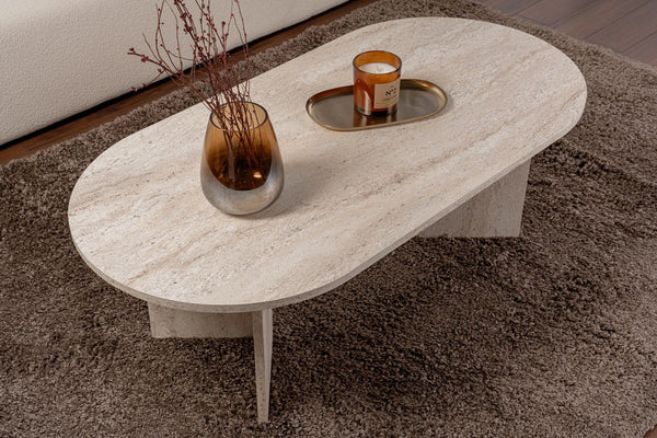 Coffee table Sable Oval Travertine look 120cm - Karrari