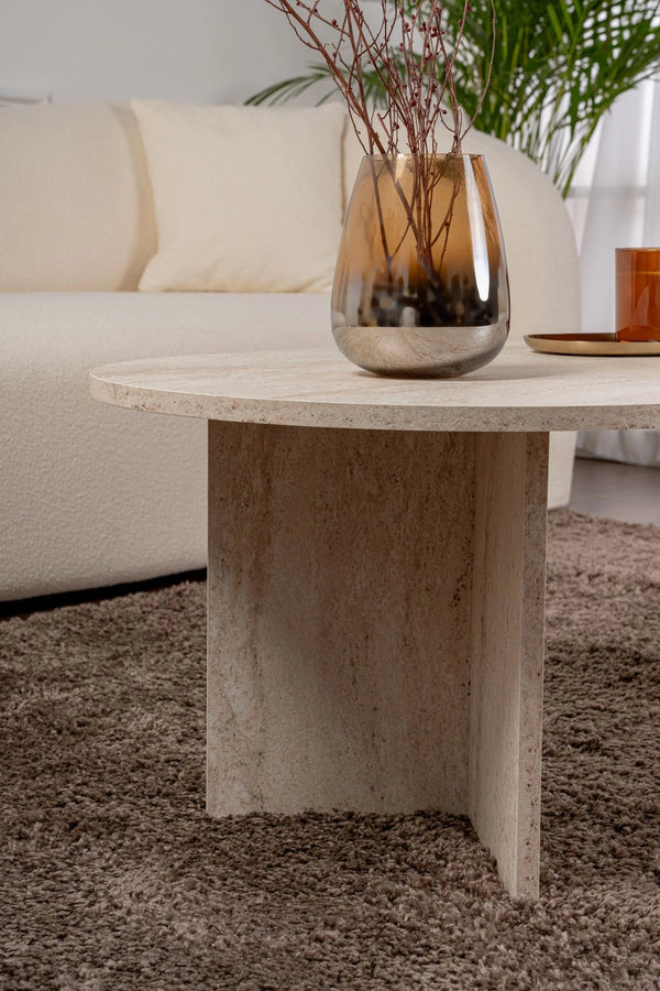 Coffee table Sable Oval Travertine look 120cm - Karrari