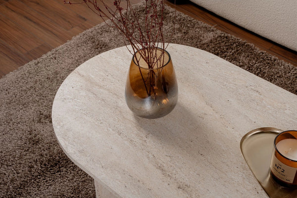 Coffee table Sable Oval Travertine look 120cm - Karrari