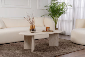 Coffee table Sable Oval Travertine look 120cm - Karrari