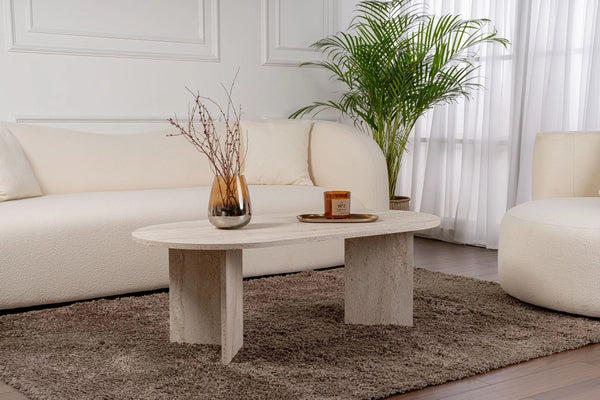 Coffee table Sable Oval Travertine look 120cm - Karrari