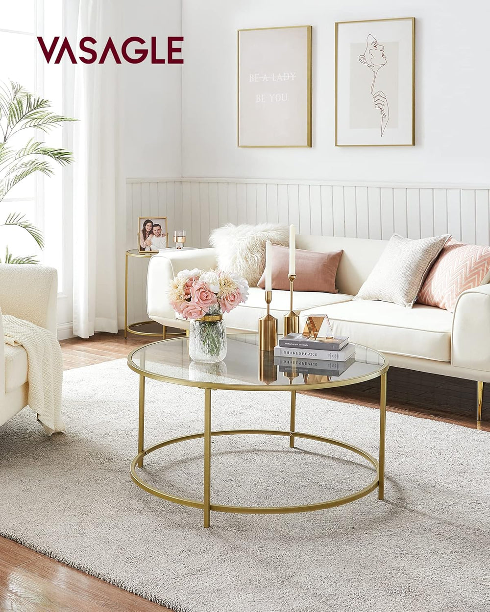 Gold & Glass Round Coffee Table - Karrari