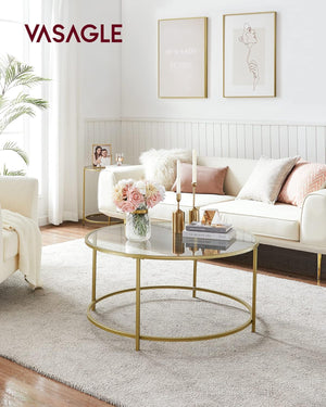 Gold & Glass Round Coffee Table - Karrari
