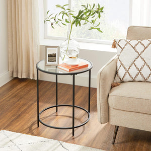 Round Side Table – Glass Top with Metal Frame - Karrari