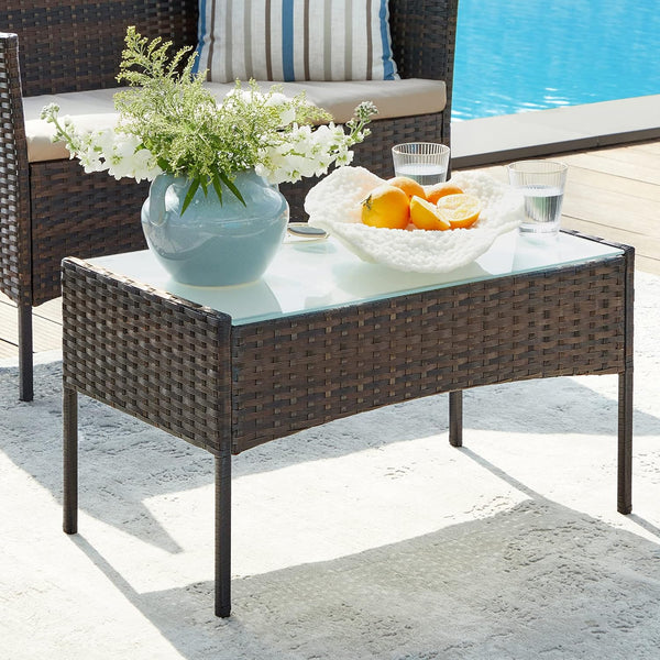 4-Piece Outdoor Rattan Furniture Set with Table & Seating