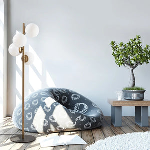 Gold Floor Lamp with White Caps