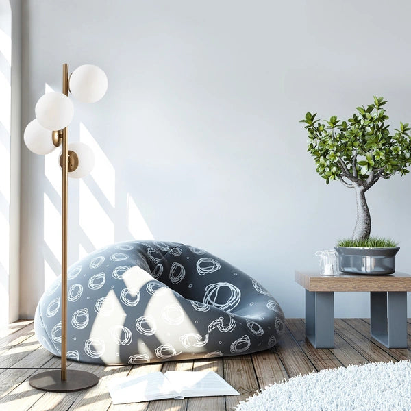 Gold Floor Lamp with White Caps