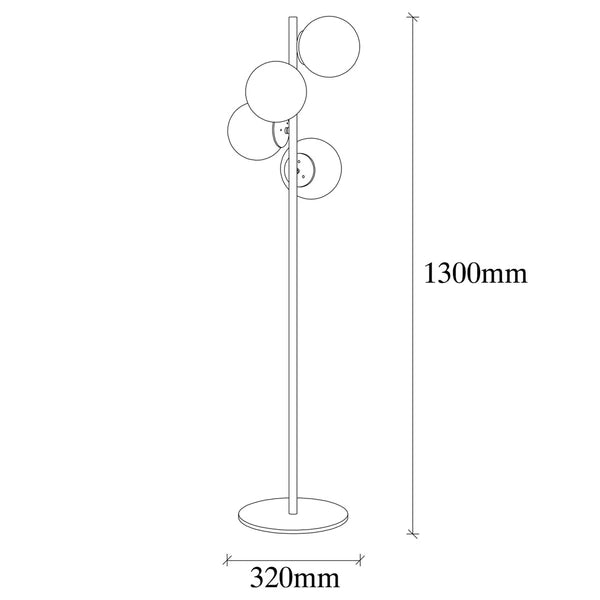 Gold Floor Lamp with White Caps