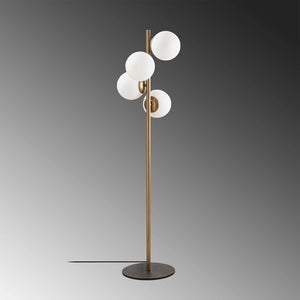 Gold Floor Lamp with White Caps