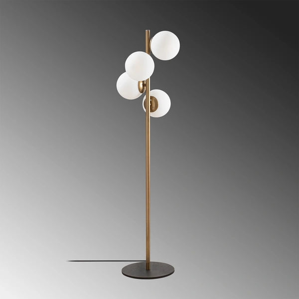 Gold Floor Lamp with White Caps
