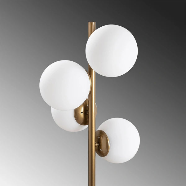 Gold Floor Lamp with White Caps