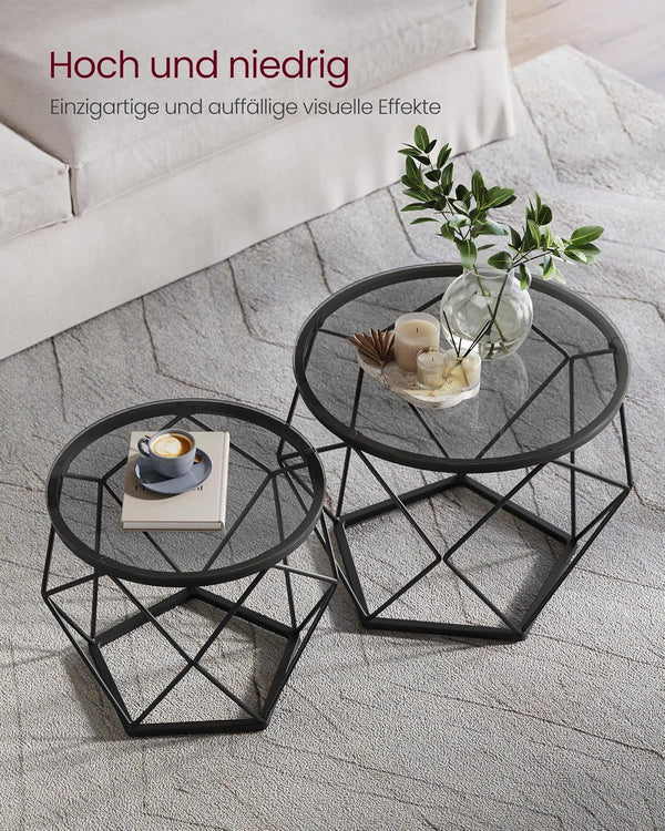 2-Piece Round Coffee Tables with Removable Tops