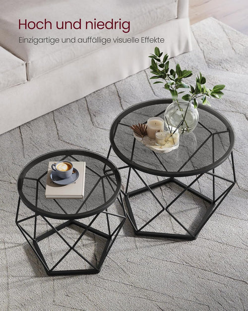 2-Piece Round Coffee Tables with Removable Tops
