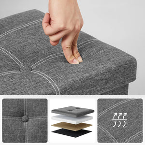 Storage Bench with Seat – Foldable Chest, Dark Grey