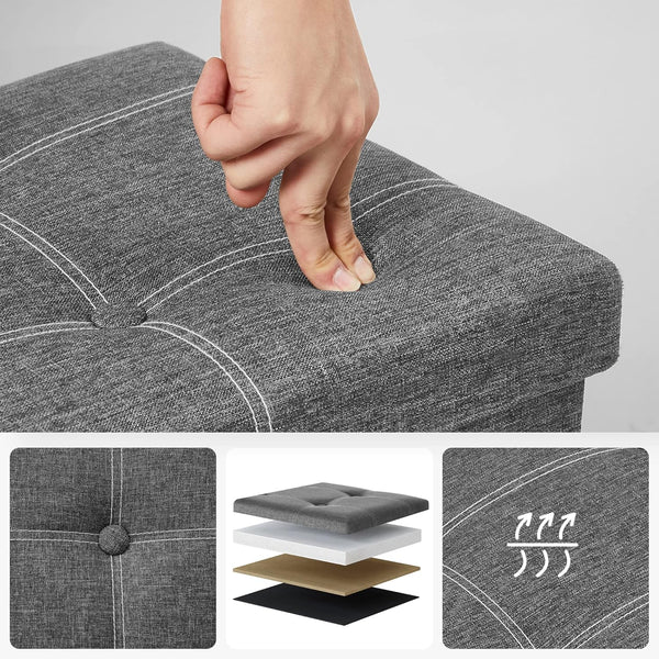 Storage Bench with Seat – Foldable Chest, Dark Grey