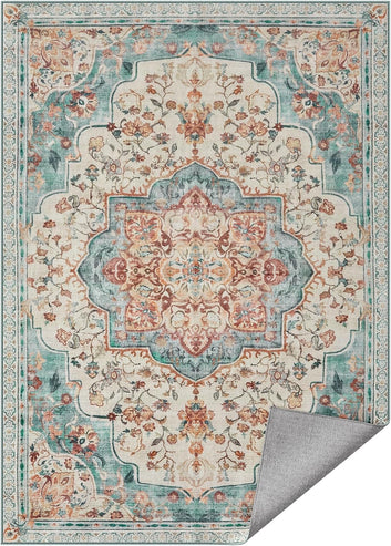 Area Rug 60 x 84 Inch Living Room Rug Non Slip Rug Traditional Vintage Style