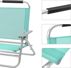 Portable Reclining Beach Chair, Breathable Fabric
