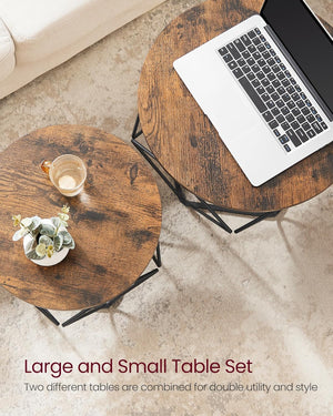 2-Piece Round Coffee Tables with Removable Tops