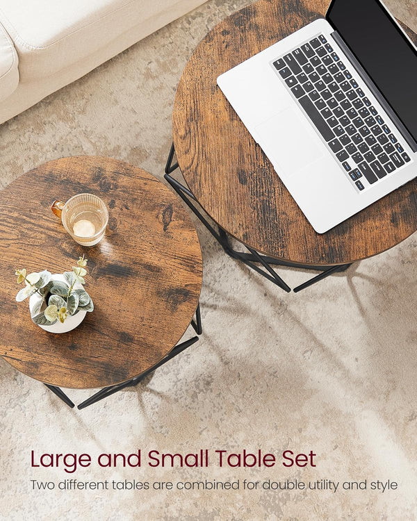 2-Piece Round Coffee Tables with Removable Tops
