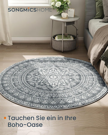 Round Rug, 120 cm,  Non-Slip Rug, Machine washable, Anthracite Grey