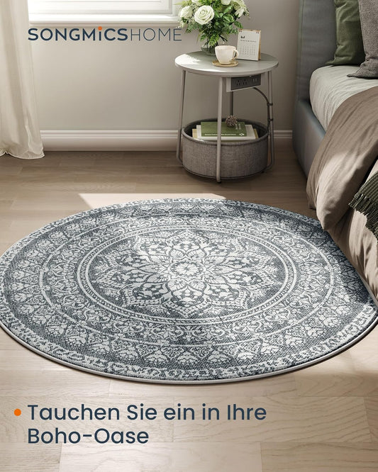 Round Rug, 120 cm,  Non-Slip Rug, Machine washable, Anthracite Grey