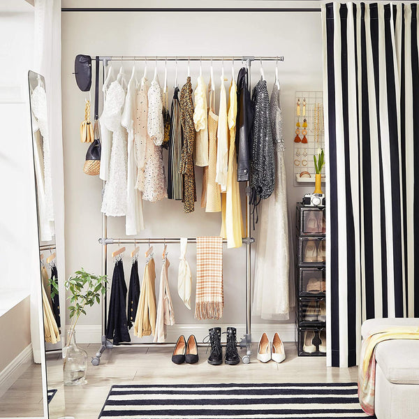 Adjustable Double Clothes Rail on Wheels - Karrari