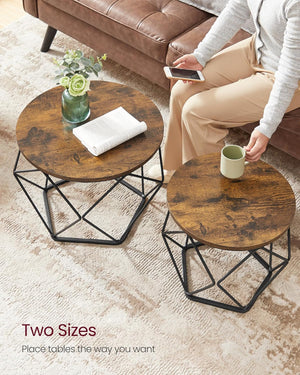 2-Piece Round Coffee Tables with Removable Tops