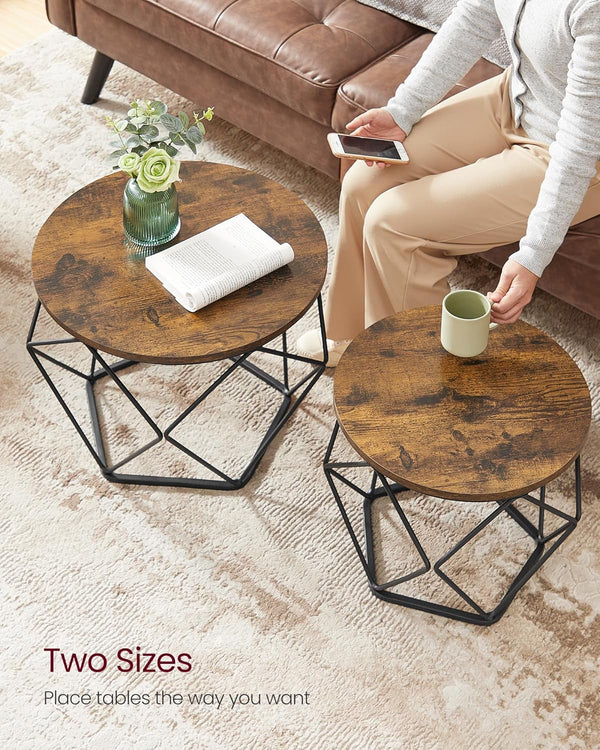 2-Piece Round Coffee Tables with Removable Tops