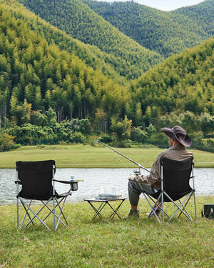 Folding Camping Chairs with Cup Holders (Set of 2)