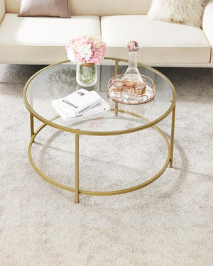 Gold & Glass Round Coffee Table - Karrari