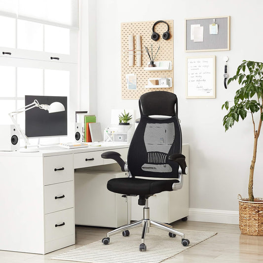 Ergonomic Office Chair, Swivel, with Height-Adjustable Armrests, Breathable Canvas Backrest