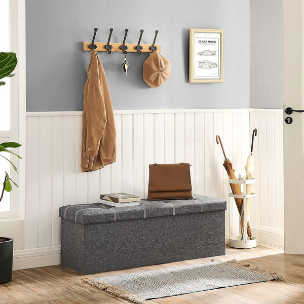 Storage Bench with Seat – Foldable Chest, Dark Grey