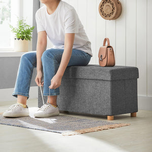 Storage Ottoman Stool – Foldable with Footrest