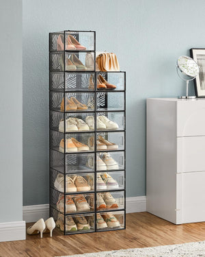Set of 18 Clear Stackable Shoe Storage Boxes