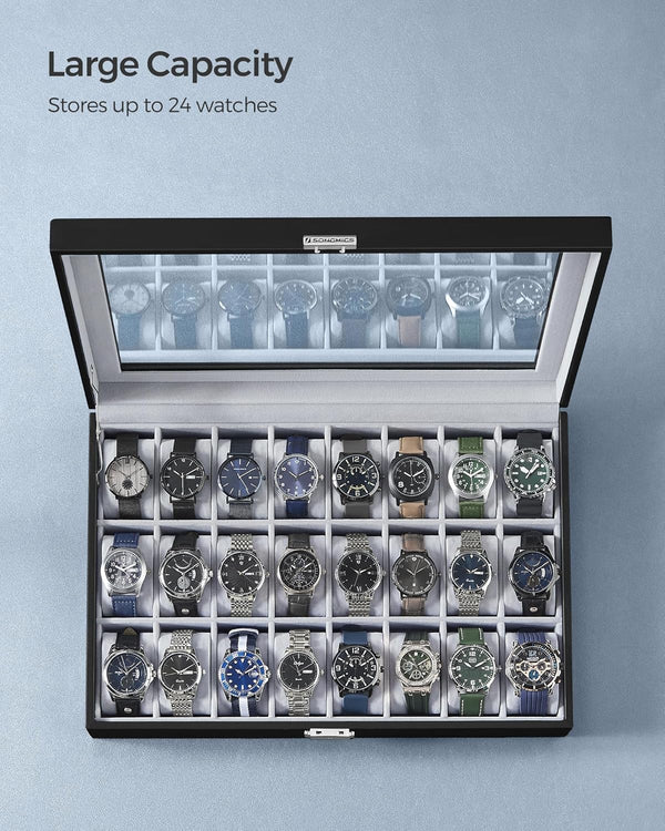 Lockable Watch Box with 24 Slots – Storage Case