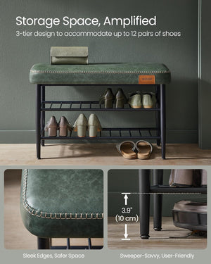 Mid-Century Shoe Rack Storage Bench - Karrari