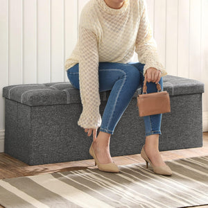 Storage Bench with Seat – Foldable Chest, Dark Grey