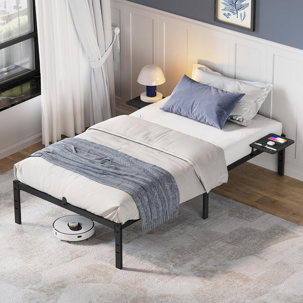 Single Bed Frame with Storage Shelves (190x90cm)