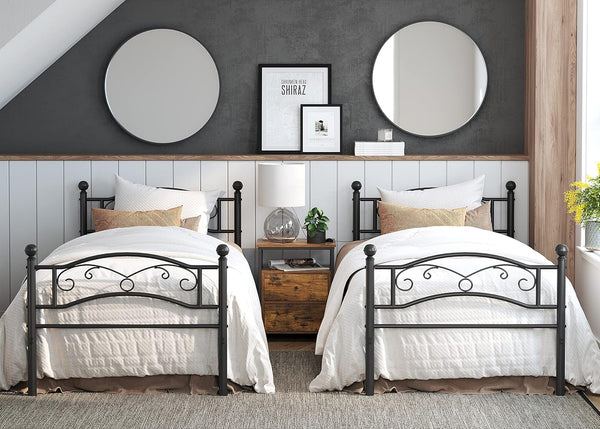 Metal Single Bed Frame - Black (190x90cm)