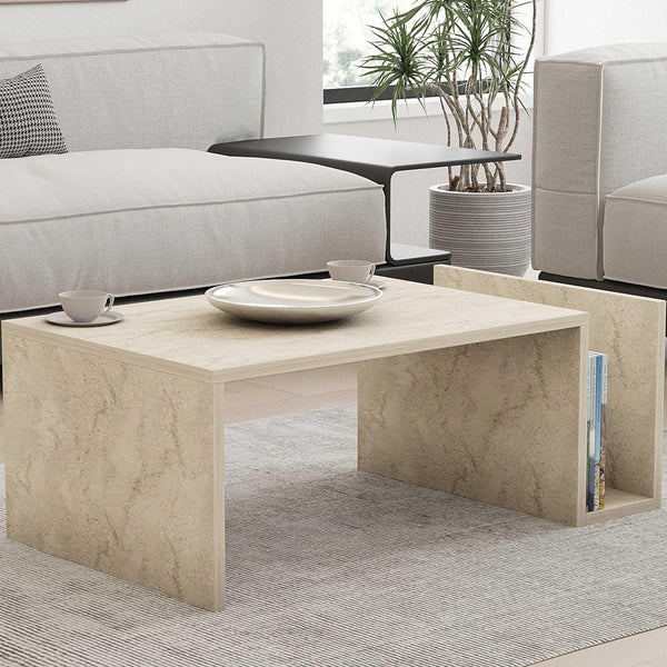 Elegant Marble Design Coffee Table - Travertine Colour - Karrari